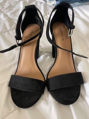Torrid Black Suede Ankle Strap Block Heels